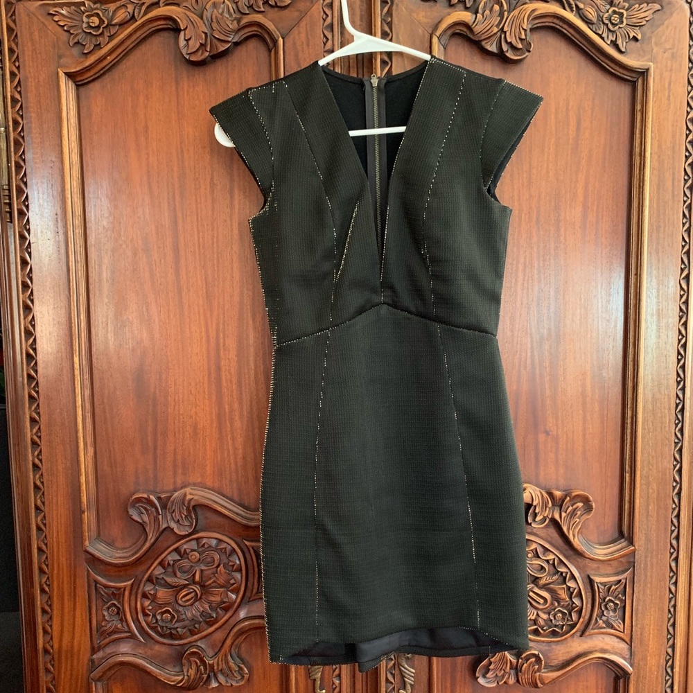 michelle mason deep V dress 0